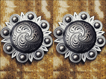 1 Pcs Western Screw Back Concho Floral Carvedberry Saddle Bling Cowgirl